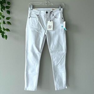 Cosmic Blue Love white jeans